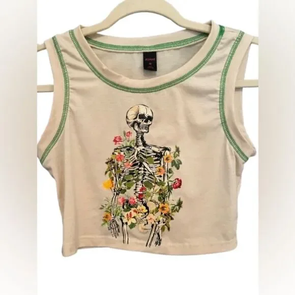 Floral Skeleton Graphic Tank Top - Picture 1 of 4
